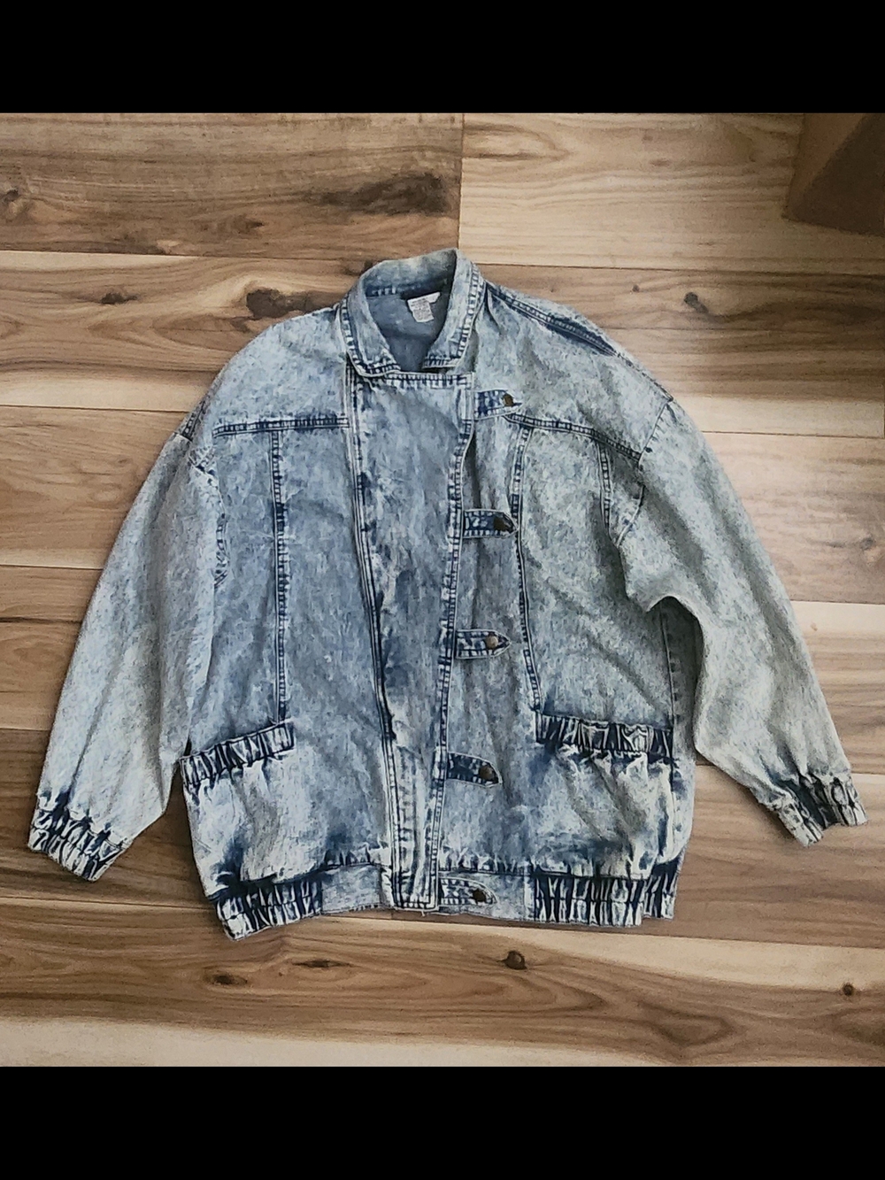 Authentic 80's Vintage Light Blue Acid Wash Denim Jacket - Men